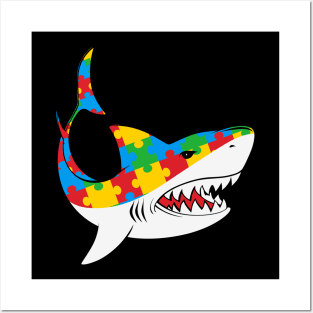 Puzzle piece baby shark Autism Awareness Gift for Birthday, Mother's Day, Thanksgiving, Christmas Posters and Art